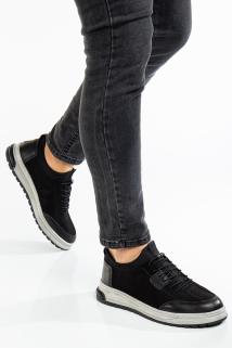 Erkek Hakiki Deri Nubuk Sneaker Siyah