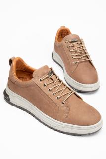 Erkek Hakiki Deri Sneaker Ayakkabı Bej