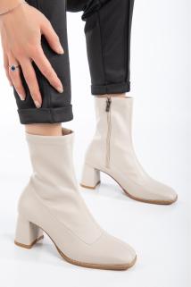 Kadın Topuklu Küt Burun Fermuarlı Bot