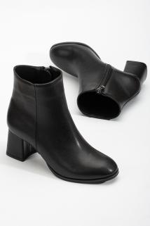 Kadın Siyah Cilt Topuklu Bot